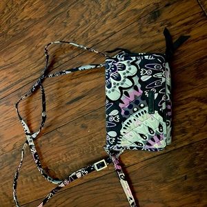 Vera Bradley used purple, black, gray cross body/wristlet wallet.